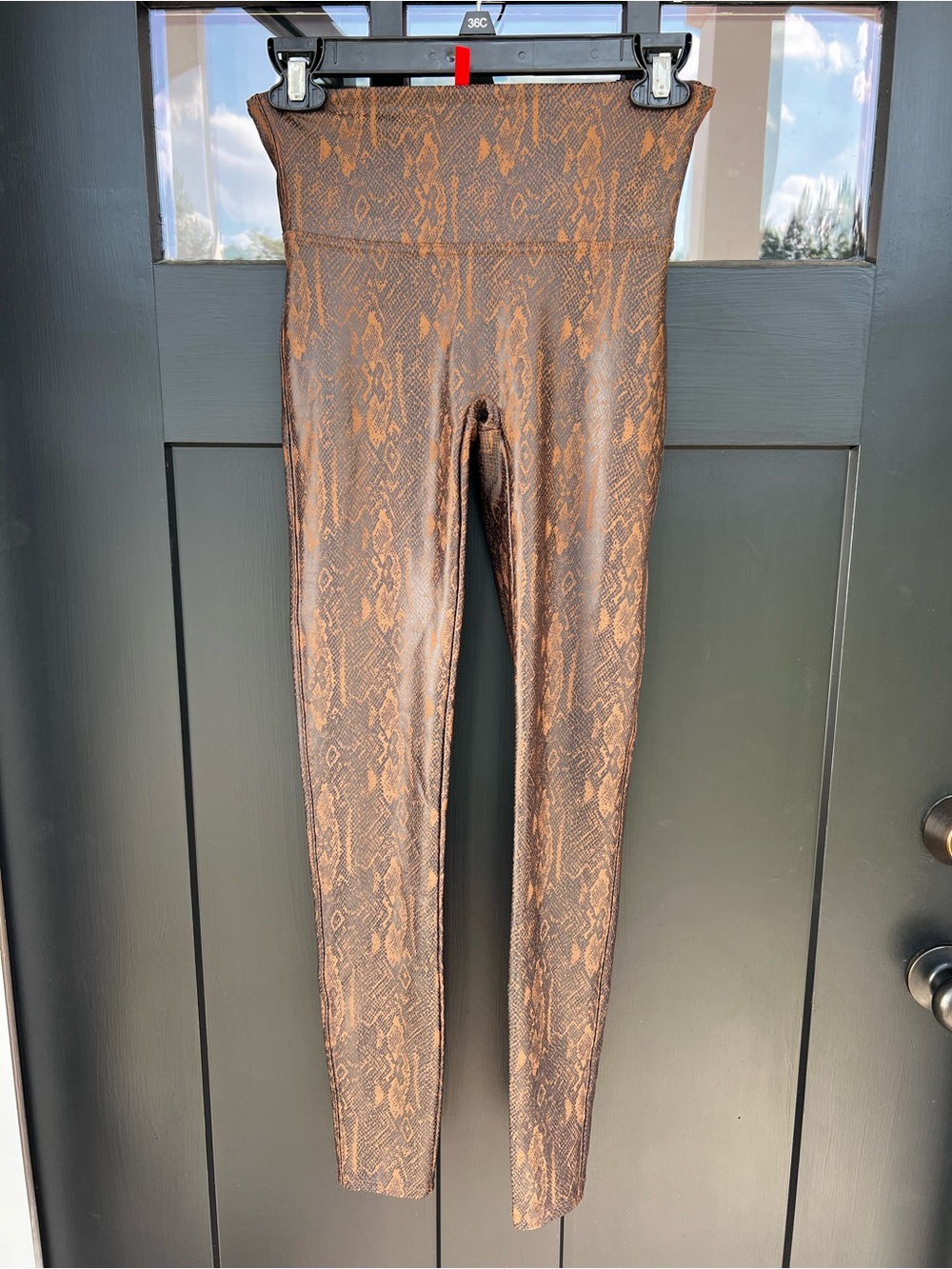 SPANX Women's Brown Faux Snakeskin Print  Leggings
